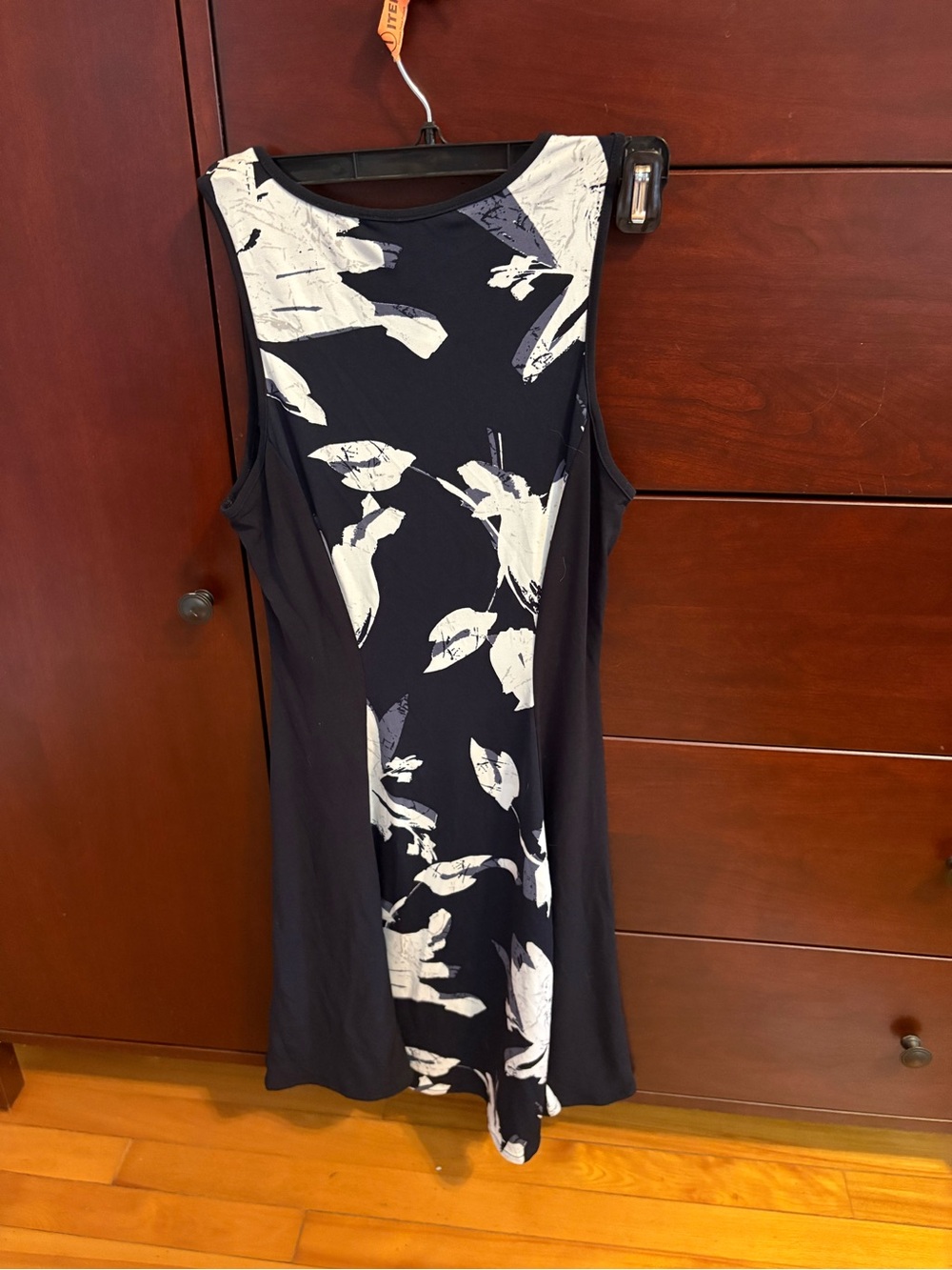 Banana Republic Blue and White Floral-Panel Midi Dress